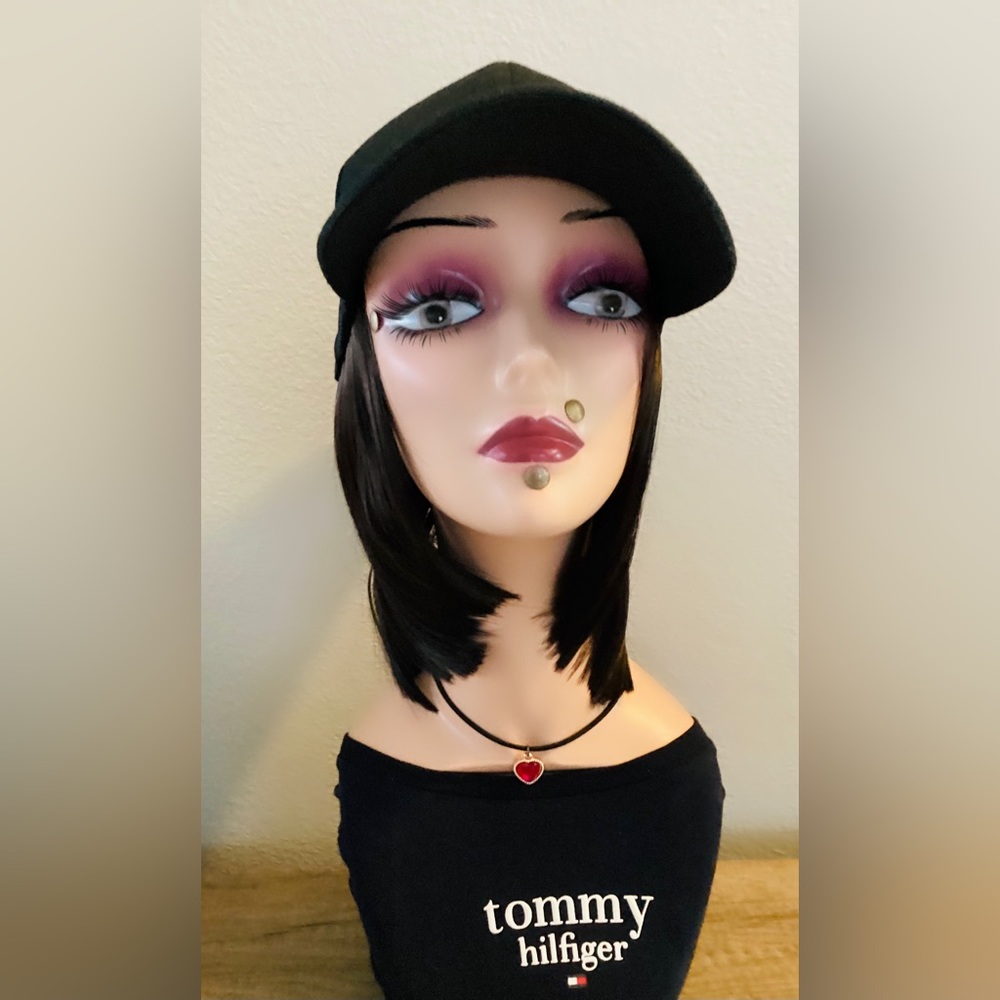 Synthetic Short Bob Wig For women.
Baseball Hat With Hair Attached